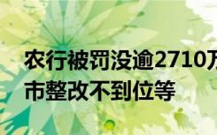 农行被罚没逾2710万元：涉个贷违规流入房市整改不到位等