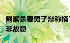 割喉杀妻男子辩称捅了几刀：很轻的，自己并非故意
