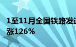 1至11月全国铁路发送旅客35.6亿人次，同比涨126%
