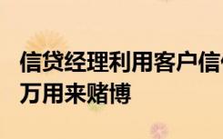 信贷经理利用客户信任，诈骗农民贷款700多万用来赌博