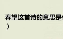 春望这首诗的意思是什么（春望这首诗的意思）