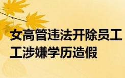 女高管违法开除员工？董事长回应：被开除员工涉嫌学历造假
