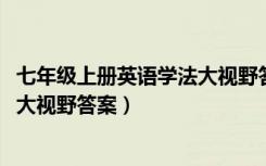 七年级上册英语学法大视野答案2022（七年级上册英语学法大视野答案）