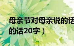 母亲节对母亲说的话10字（母亲节对母亲说的话20字）