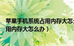 苹果手机系统占用内存大怎么办不用还原（苹果手机系统占用内存大怎么办）