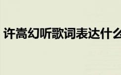 许嵩幻听歌词表达什么意思（许嵩幻听歌词）