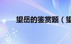 望岳的鉴赏题（望岳赏析题及答案）