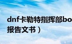 dnf卡勒特指挥部boss打不死（dnf卡勒特的报告文书）