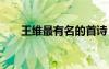 王维最有名的首诗 王维最著名的古诗