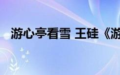 游心亭看雪 王硅《游赏心亭》的阅读答案
