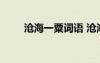 沧海一粟词语 沧海一粟的成语故事