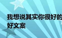 我想说其实你很好的句子 我想说说其实你很好文案