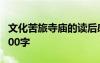 文化苦旅寺庙的读后感 文化苦旅庙宇读后感600字