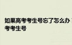 如果高考考生号忘了怎么办 高考考生号忘了怎么办什么是高考考生号