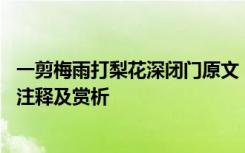 一剪梅雨打梨花深闭门原文 《一剪梅雨打梨花深闭门》古诗注释及赏析