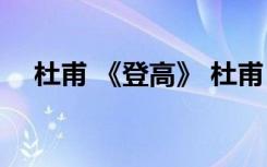 杜甫 《登高》 杜甫《登高》原文及注释