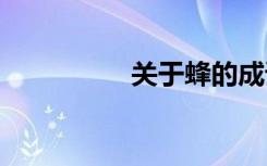 关于蜂的成语 蜂的成语