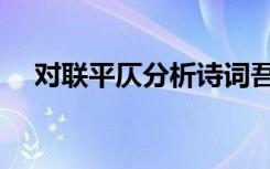对联平仄分析诗词吾爱（对联平仄分析）