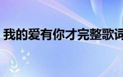我的爱有你才完整歌词（我的爱有你才完整）