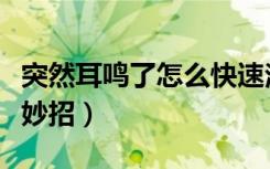 突然耳鸣了怎么快速治好（突然耳鸣怎么办小妙招）