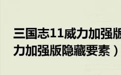 三国志11威力加强版隐藏人物（三国志11威力加强版隐藏要素）