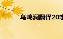 鸟鸣涧翻译20字（鸟鸣涧翻译）