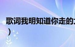 歌词我明知道你走的太早（明知道你走的太早）